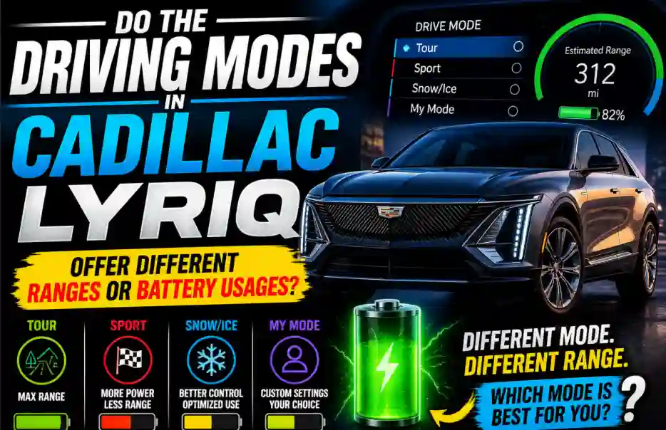 Do the Driving Modes in Cadillac Lyriq Offer Different Ranges or Battery Usages?